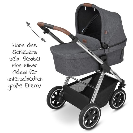 ABC Design Kombi-Kinderwagen Samba - inkl. Babywanne, Sportsitz und XXL Zubehör-Paket - Diamond Edition - Asphalt