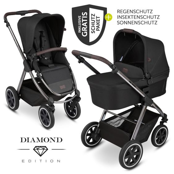 ABC Design Kombi-Kinderwagen Samba - inkl. Babywanne, Sportsitz und XXL Zubehör-Paket - Diamond Edition - Dolphin