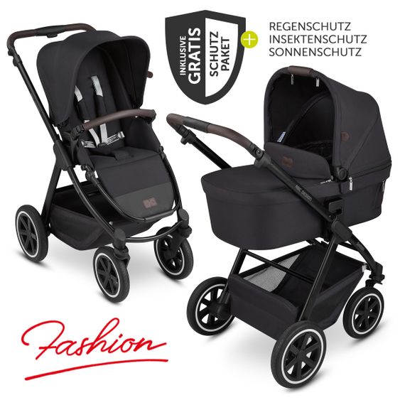ABC Design Passeggino Samba Combi - incluso navicella, seggiolino sportivo e pacchetto accessori XXL - Fashion Edition - Midnight