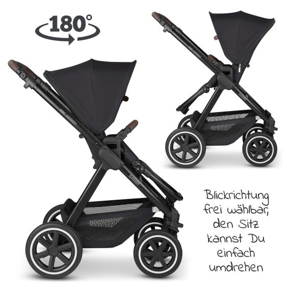 ABC Design Passeggino Samba Combi - incluso navicella, seggiolino sportivo e pacchetto accessori XXL - Fashion Edition - Midnight
