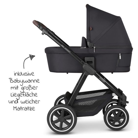 ABC Design Passeggino Samba Combi - incluso navicella, seggiolino sportivo e pacchetto accessori XXL - Fashion Edition - Midnight