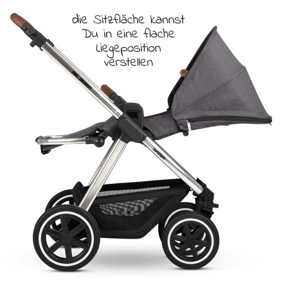 ABC Design Kombi-Kinderwagen Samba - inkl. Babywanne, Sportsitz & XXL Zubehörpaket - Diamond Edition - Asphalt