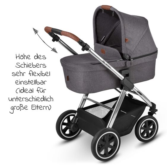 ABC Design Kombi-Kinderwagen Samba - inkl. Babywanne, Sportsitz & XXL Zubehörpaket - Diamond Edition - Asphalt