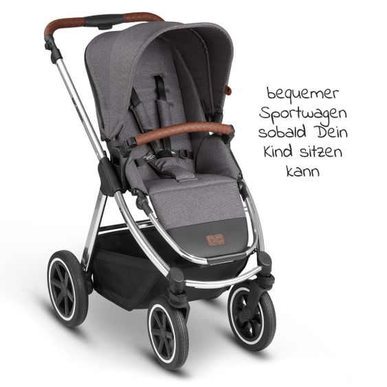 ABC Design Kombi-Kinderwagen Samba - inkl. Babywanne, Sportsitz & XXL Zubehörpaket - Diamond Edition - Asphalt