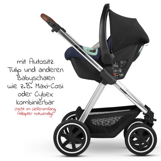 ABC Design Kombi-Kinderwagen Samba - inkl. Babywanne, Sportsitz & XXL Zubehörpaket - Diamond Edition - Navy