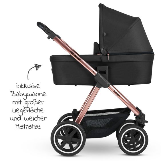 ABC Design Kombi-Kinderwagen Samba - inkl. Babywanne, Sportsitz & XXL Zubehörpaket - Diamond Edition - Rose Gold