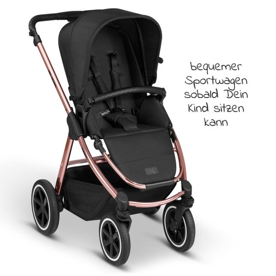 ABC Design Kombi-Kinderwagen Samba - inkl. Babywanne, Sportsitz & XXL Zubehörpaket - Diamond Edition - Rose Gold