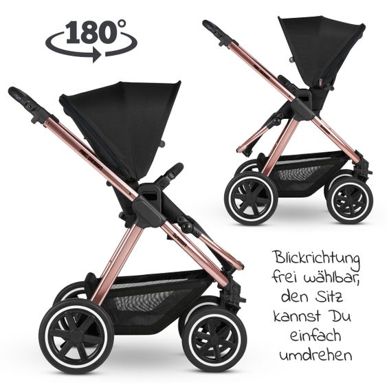 ABC Design Kombi-Kinderwagen Samba - inkl. Babywanne, Sportsitz & XXL Zubehörpaket - Diamond Edition - Rose Gold