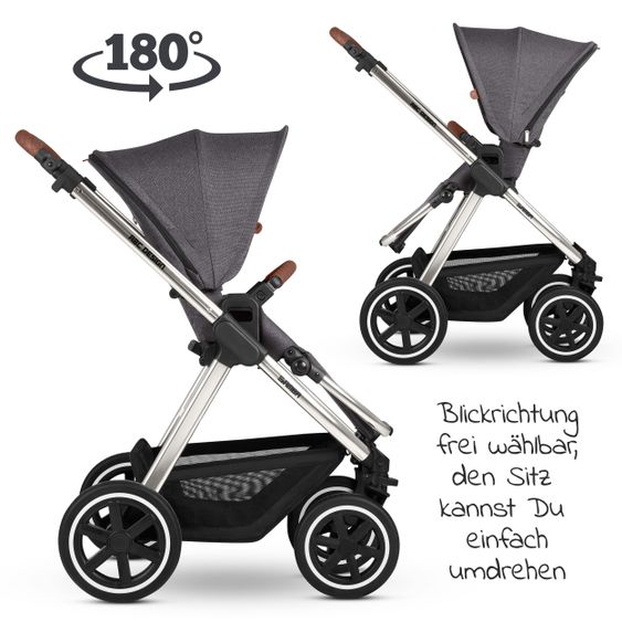 ABC Design Kombi-Kinderwagen Samba - inkl. Babywanne und Sportsitz - Diamond Edition - Asphalt