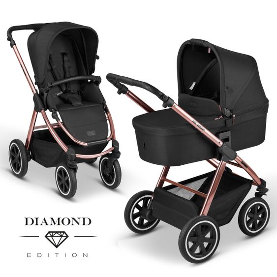 ABC Design Combi stroller Samba - incl. carrycot and sport seat - Diamond Edition - Rose Gold