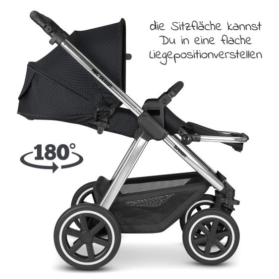 ABC Design Combi stroller Samba Set - incl. carrycot, sport seat, diaper bag and footmuff - Diamond Edition - Black Dots