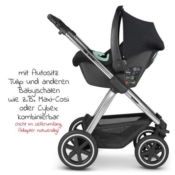 ABC Design Combi stroller Samba Set - incl. carrycot, sport seat, diaper bag and footmuff - Diamond Edition - Black Dots