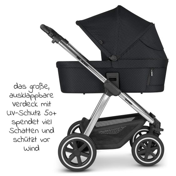 ABC Design Combi stroller Samba Set - incl. carrycot, sport seat, diaper bag and footmuff - Diamond Edition - Black Dots