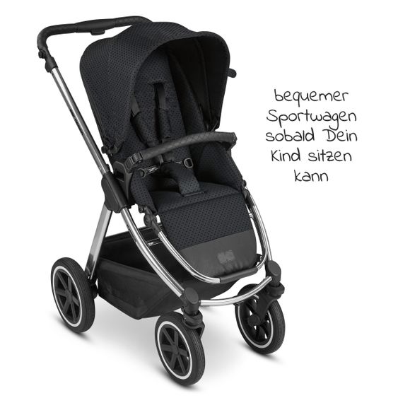 ABC Design Combi stroller Samba Set - incl. carrycot, sport seat, diaper bag and footmuff - Diamond Edition - Black Dots