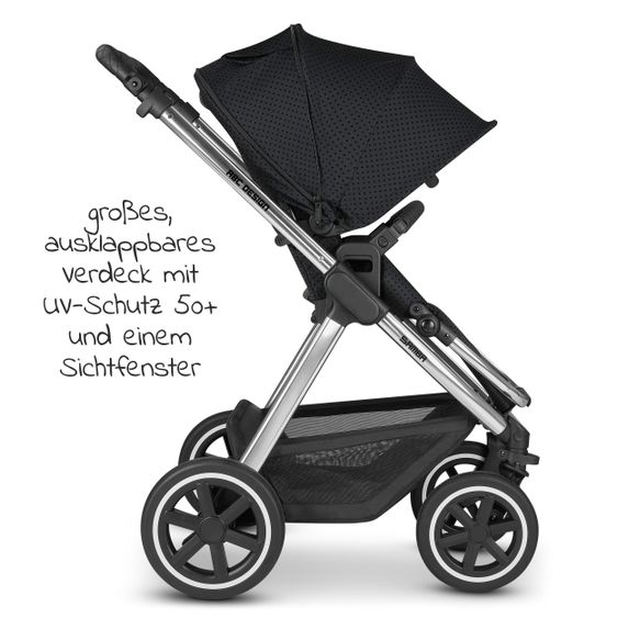 ABC Design Combi stroller Samba Set - incl. carrycot, sport seat, diaper bag and footmuff - Diamond Edition - Black Dots