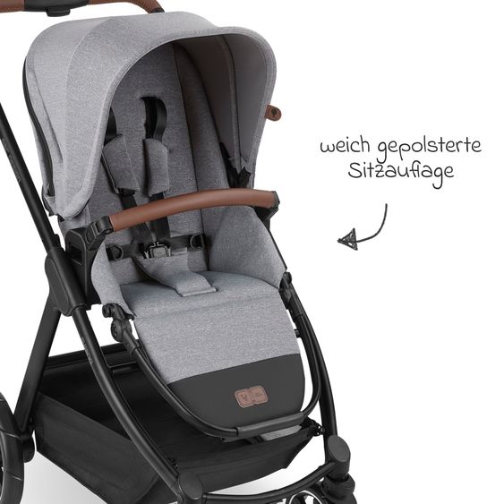 ABC Design Swing baby carriage up to 22 kg with carrycot, sports seat & telescopic push bar - Tin / Ink