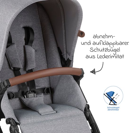 ABC Design Swing baby carriage up to 22 kg with carrycot, sports seat & telescopic push bar - Tin / Ink