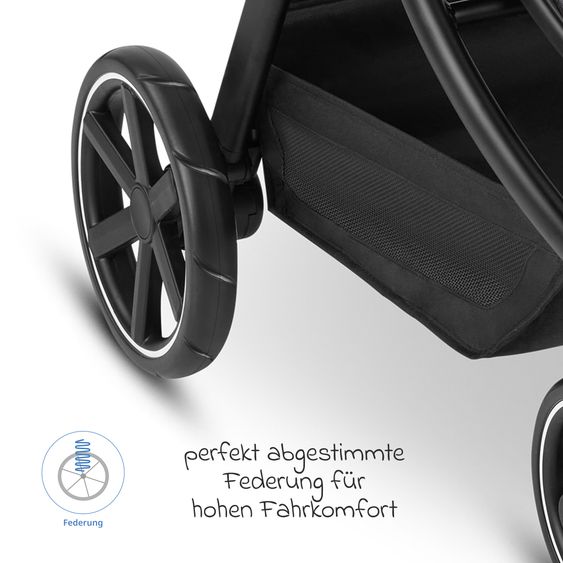ABC Design Swing baby carriage up to 22 kg with carrycot, sports seat & telescopic push bar - Tin / Ink