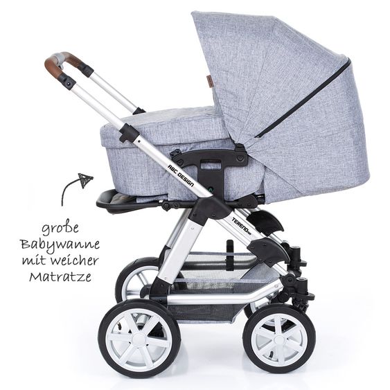 ABC Design Kombi-Kinderwagen Tereno 4 Air - inkl. Babywanne und Sportsitz - Graphite Grey