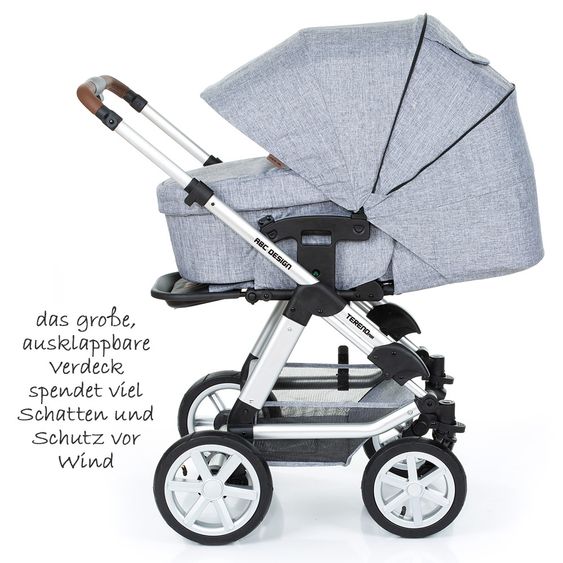 ABC Design Kombi-Kinderwagen Tereno 4 Air - inkl. Babywanne und Sportsitz - Graphite Grey