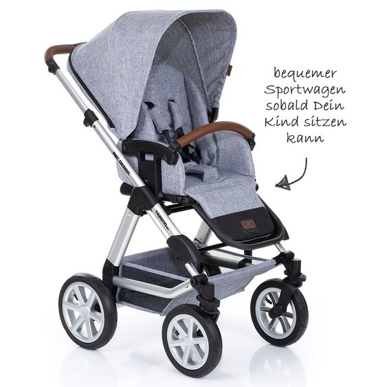 ABC Design Kombi-Kinderwagen Tereno 4 Air - inkl. Babywanne und Sportsitz - Graphite Grey