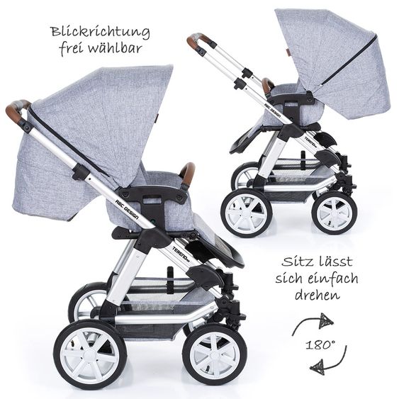 ABC Design Kombi-Kinderwagen Tereno 4 Air - inkl. Babywanne und Sportsitz - Graphite Grey