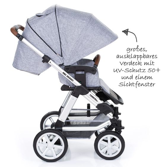 ABC Design Kombi-Kinderwagen Tereno 4 Air - inkl. Babywanne und Sportsitz - Graphite Grey