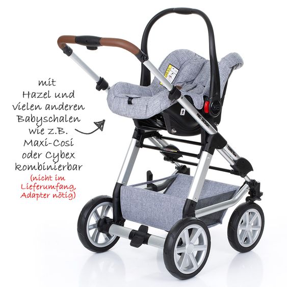 ABC Design Kombi-Kinderwagen Tereno 4 Air - inkl. Babywanne und Sportsitz - Graphite Grey
