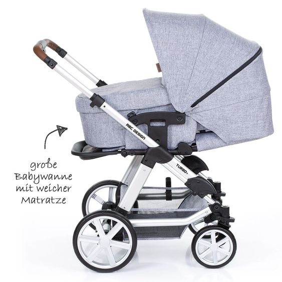 ABC Design Kombi-Kinderwagen Turbo 4 - inkl. Babywanne & Sportsitz - Graphite Grey