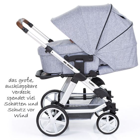 ABC Design Kombi-Kinderwagen Turbo 4 - inkl. Babywanne & Sportsitz - Graphite Grey