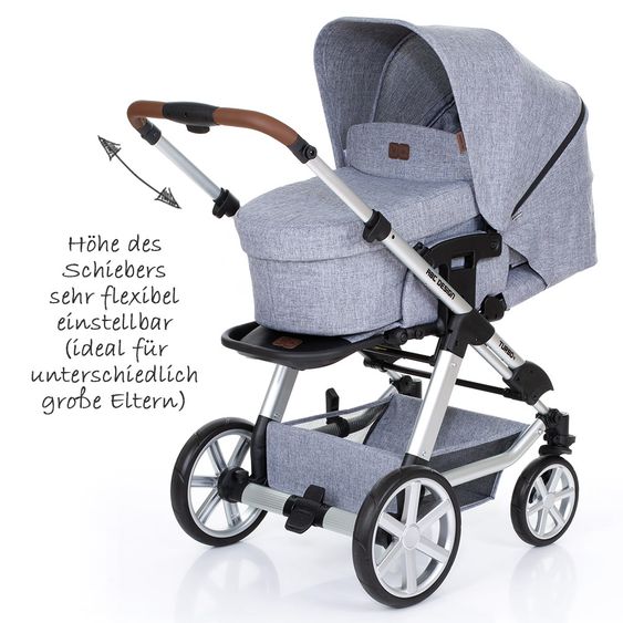 ABC Design Kombi-Kinderwagen Turbo 4 - inkl. Babywanne & Sportsitz - Graphite Grey