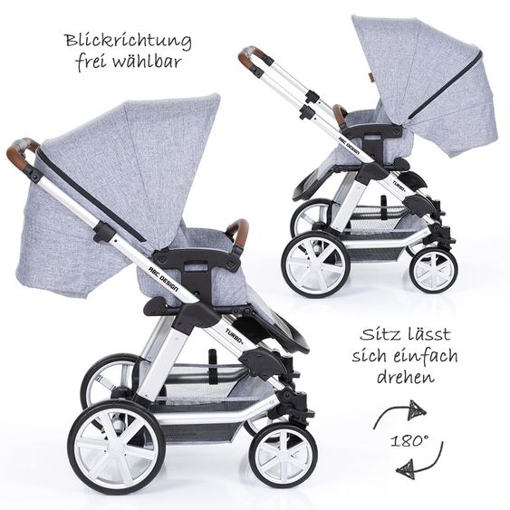 ABC Design Kombi-Kinderwagen Turbo 4 - inkl. Babywanne & Sportsitz - Graphite Grey