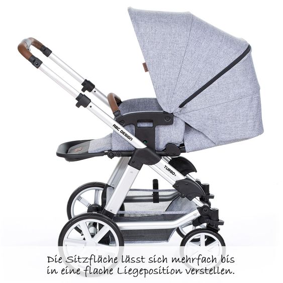 ABC Design Kombi-Kinderwagen Turbo 4 - inkl. Babywanne & Sportsitz - Graphite Grey