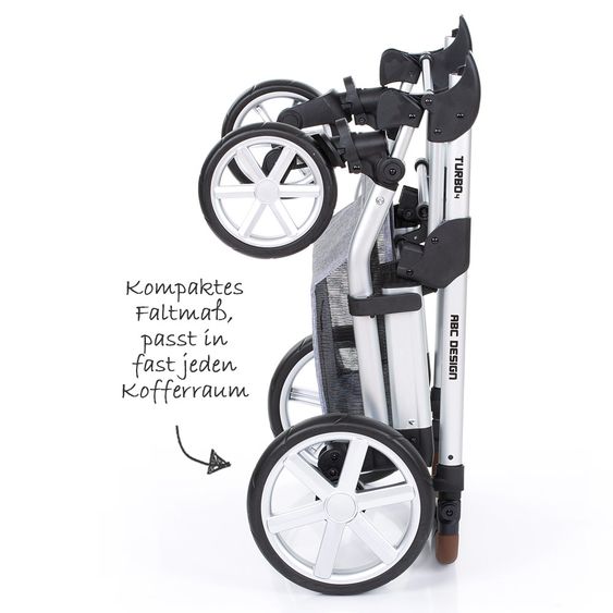 ABC Design Kombi-Kinderwagen Turbo 4 - inkl. Babywanne & Sportsitz - Graphite Grey