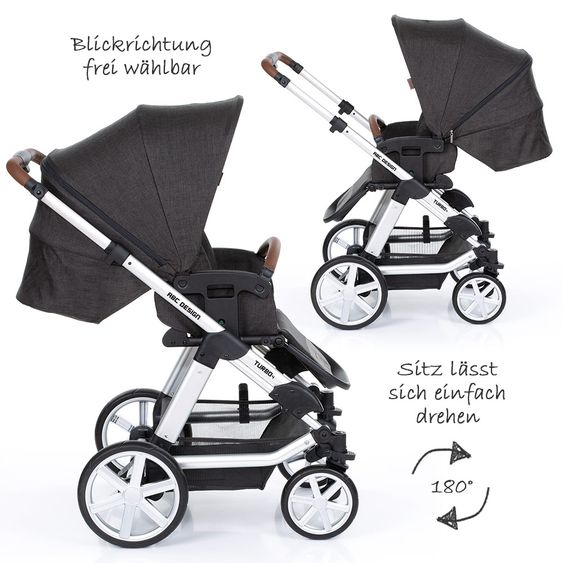 ABC Design Kombi-Kinderwagen Turbo 4 - inkl. Babywanne & Sportsitz - Piano