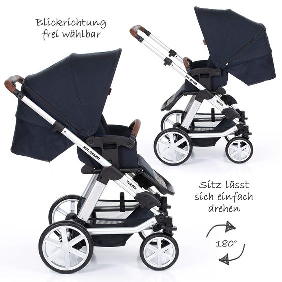 ABC Design Kombi-Kinderwagen Turbo 4 - inkl. Babywanne & Sportsitz - Shadow