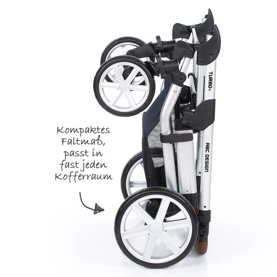 ABC Design Kombi-Kinderwagen Turbo 4 - inkl. Babywanne & Sportsitz - Shadow