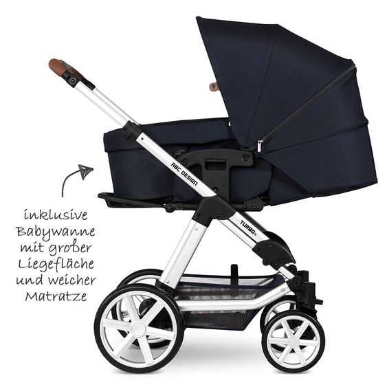 ABC Design Kombi-Kinderwagen Turbo 4 - inkl. Babywanne & Sportsitz - Shadow