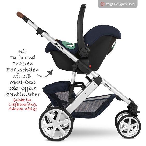 ABC Design Kombi-Kinderwagen Turbo 4 - inkl. Babywanne & Sportsitz - Shadow