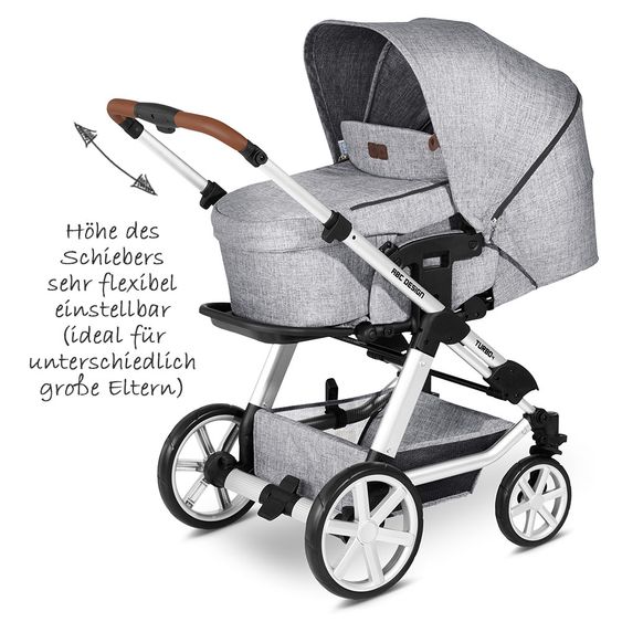 ABC Design Kombi-Kinderwagen Turbo 4 - inkl. Babywanne, Sportsitz & XXL Zubehörpaket - Graphite Grey