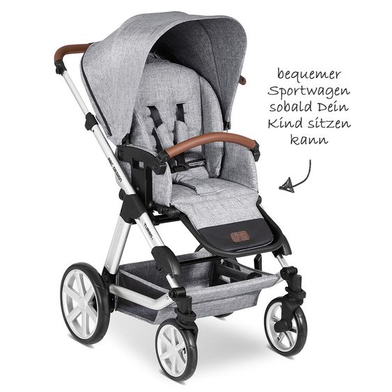 ABC Design Kombi-Kinderwagen Turbo 4 - inkl. Babywanne, Sportsitz & XXL Zubehörpaket - Graphite Grey