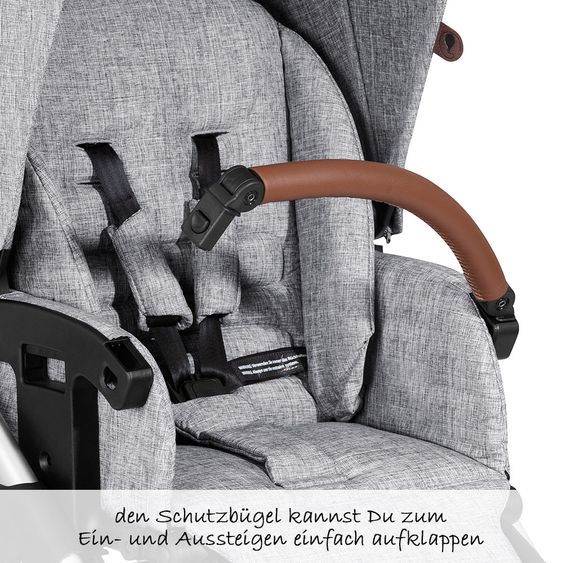 ABC Design Kombi-Kinderwagen Turbo 4 - inkl. Babywanne, Sportsitz & XXL Zubehörpaket - Graphite Grey