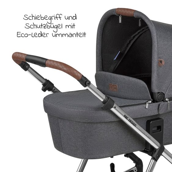 ABC Design Kombi-Kinderwagen Vicon 4 Air mit Lufträdern - inkl. Babywanne & Sportsitz - Asphalt