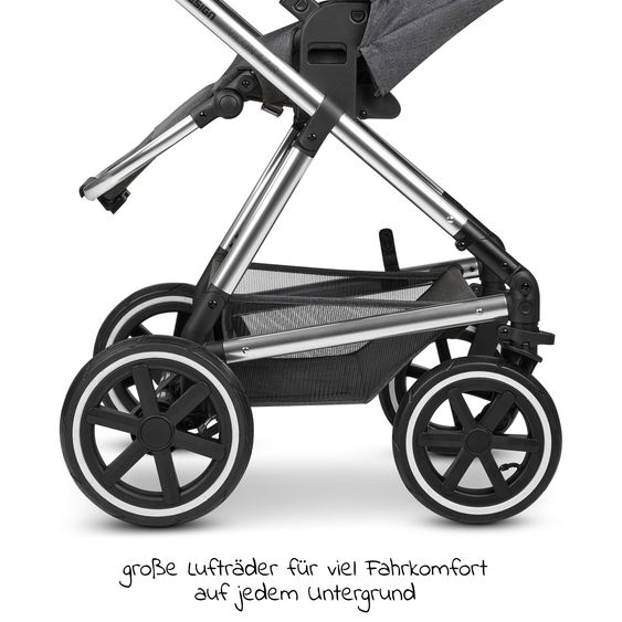 ABC Design Kombi-Kinderwagen Vicon 4 Air mit Lufträdern - inkl. Babywanne & Sportsitz - Asphalt