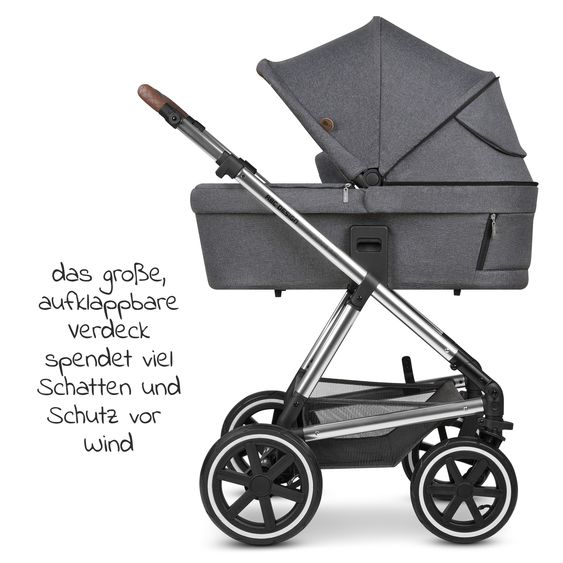 ABC Design Kombi-Kinderwagen Vicon 4 Air mit Lufträdern - inkl. Babywanne & Sportsitz - Asphalt