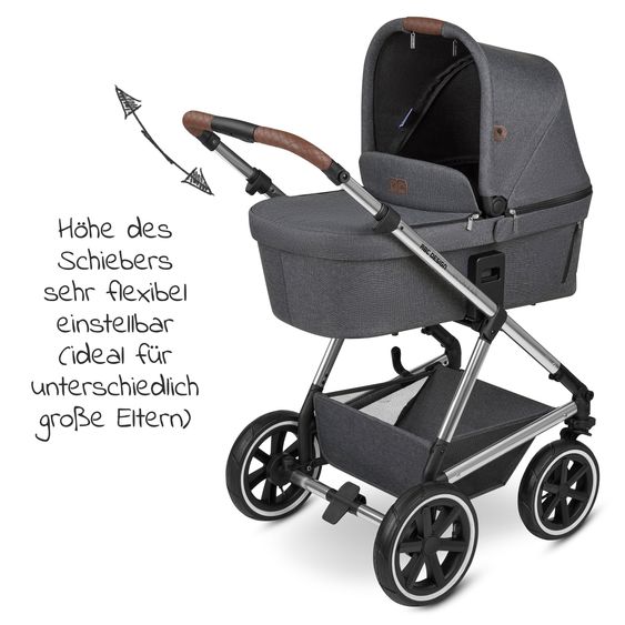 ABC Design Kombi-Kinderwagen Vicon 4 Air mit Lufträdern - inkl. Babywanne & Sportsitz - Asphalt