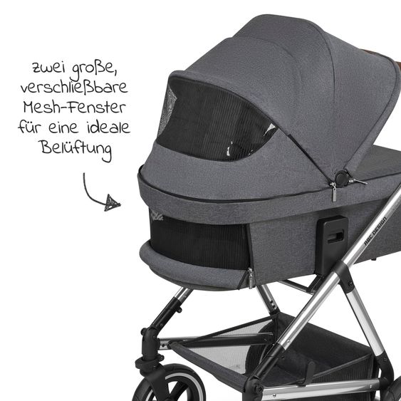 ABC Design Kombi-Kinderwagen Vicon 4 Air mit Lufträdern - inkl. Babywanne & Sportsitz - Asphalt