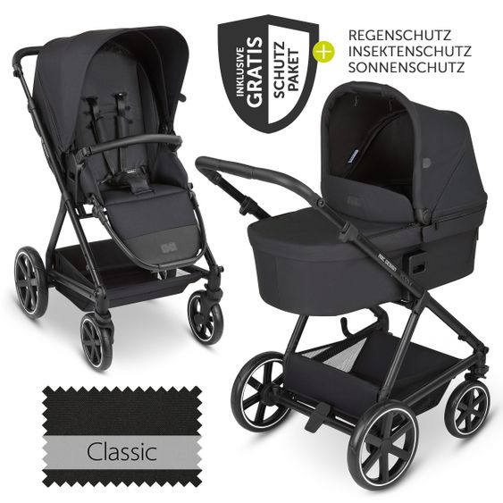 ABC Design Kombi-Kinderwagen Vicon 4 - inkl. Babywanne & Sportsitz mit XXL Zubehörpaket - Classic Edition - Ink