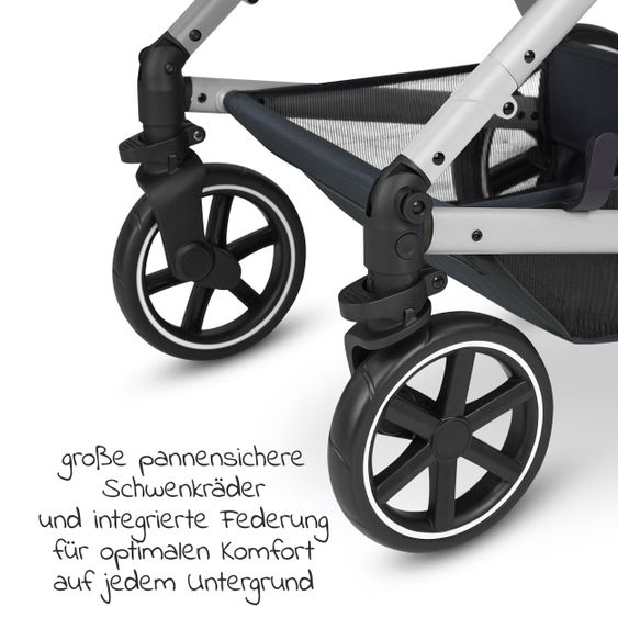 ABC Design Kombi-Kinderwagen Vicon 4 - inkl. Babywanne & Sportsitz mit XXL Zubehörpaket - Classic Edition - Lake