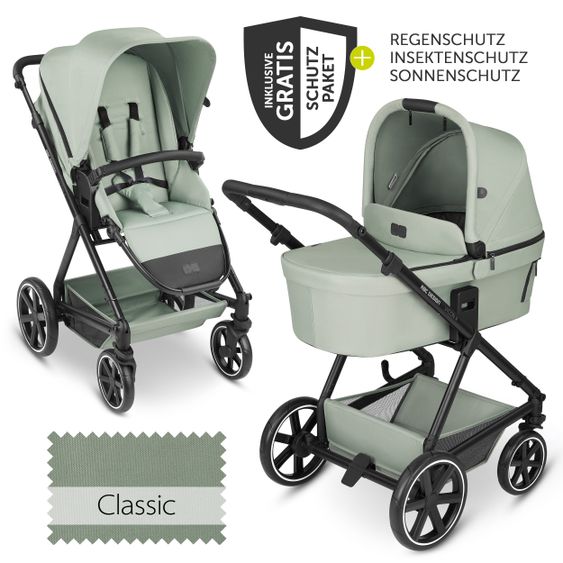 ABC Design Kombi-Kinderwagen Vicon 4 - inkl. Babywanne & Sportsitz mit XXL Zubehörpaket - Classic Edition - Pine